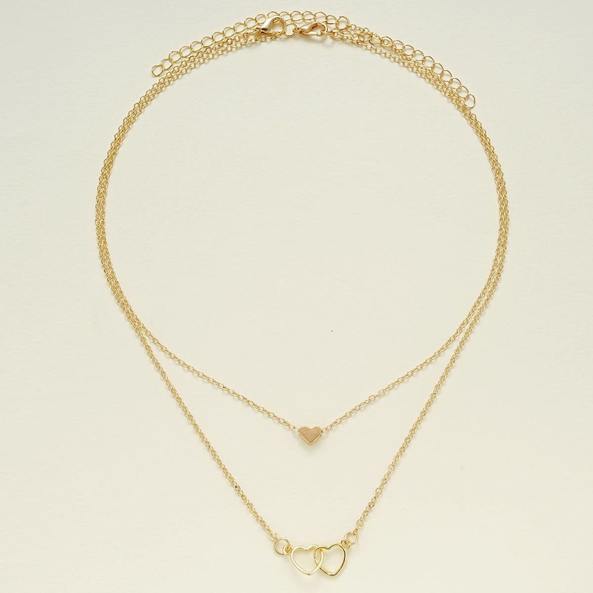 image-Hollow Cross Heart Pendant Double-layer Necklace Cute Classic Heart Shaped Pendant Necklace For Women