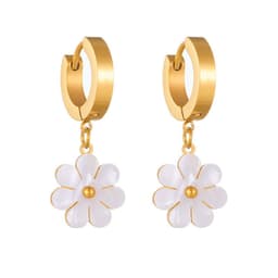 image-Fashion Jewelry Stainless Steel Flower DaisyFlower Necklace Double Layering Necklace Earrings Jeweley Set