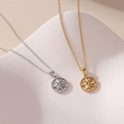 image-Lucky Compass Necklace Personalized Design Titanium Steel Pendant Jewelry For Women