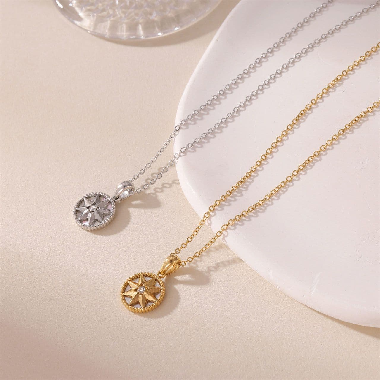 image-Lucky Compass Necklace Personalized Design Titanium Steel Pendant Jewelry For Women