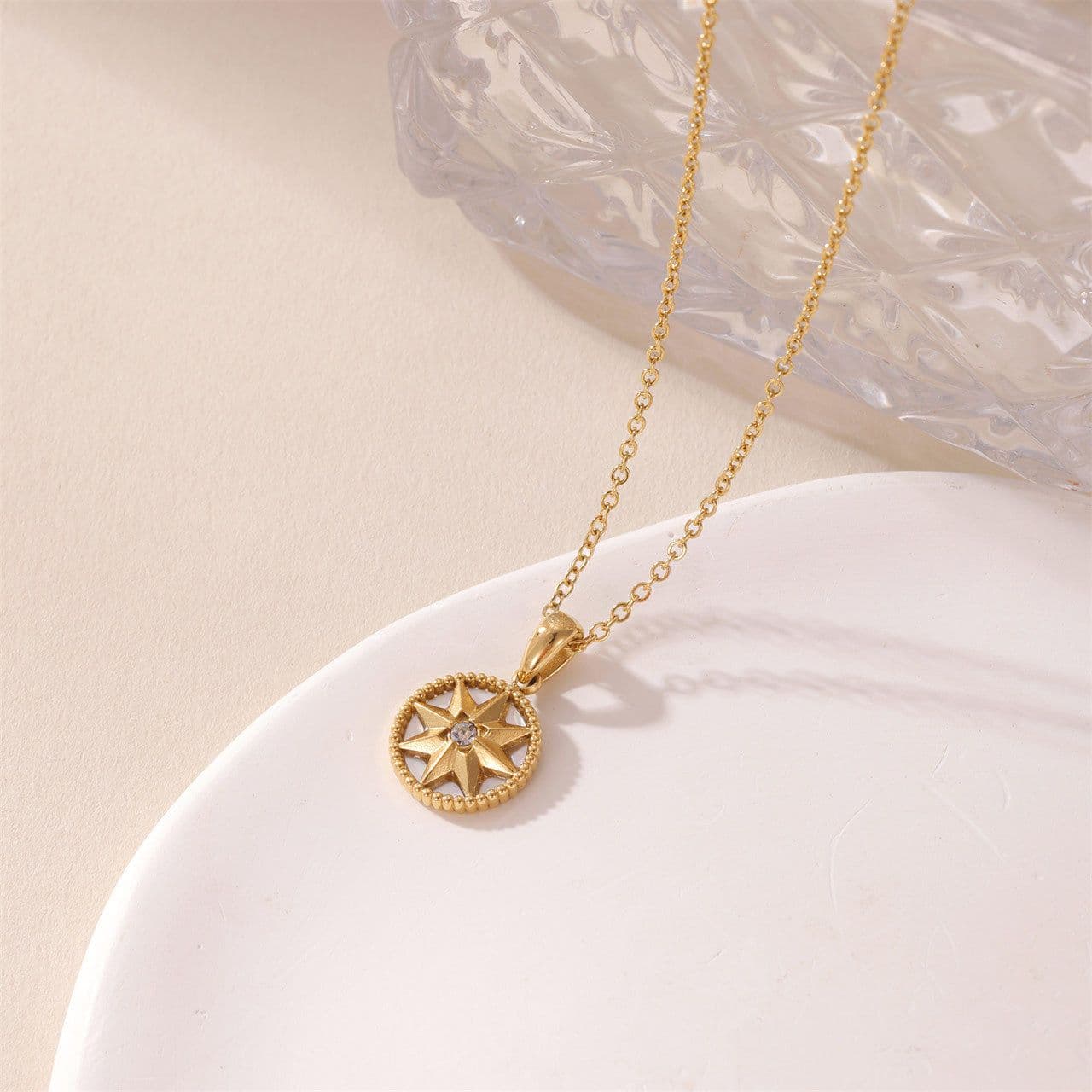 image-Lucky Compass Necklace Personalized Design Titanium Steel Pendant Jewelry For Women