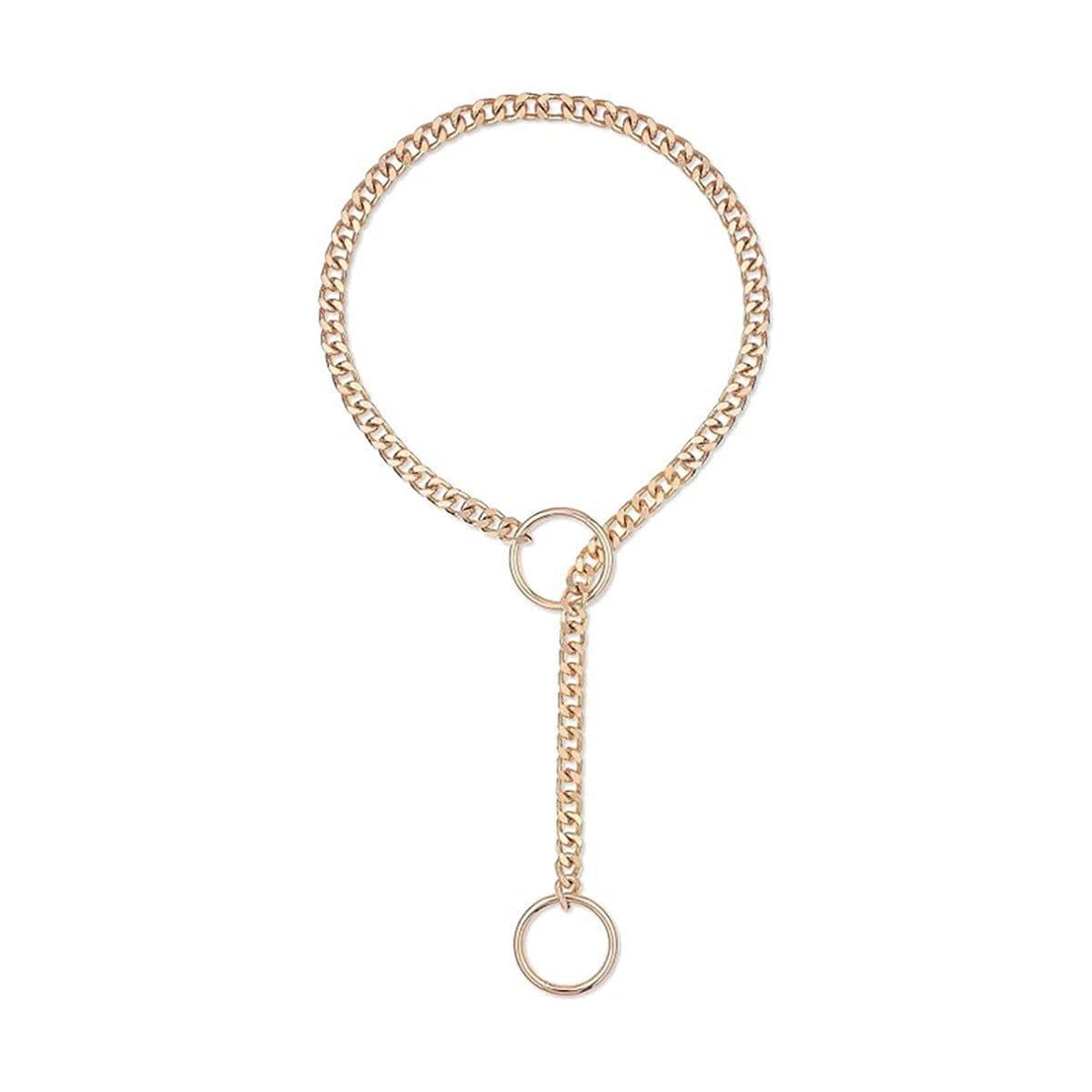 image-Stainless Steel Lariat Heart Necklace Personality Heavy Ring Cuban Long Chain Punk Rock Slipchain Choker Collar For Women Men