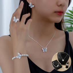image-Fashion Jewelry Blue Crystal Butterfly Necklace Female Gradient Crystal