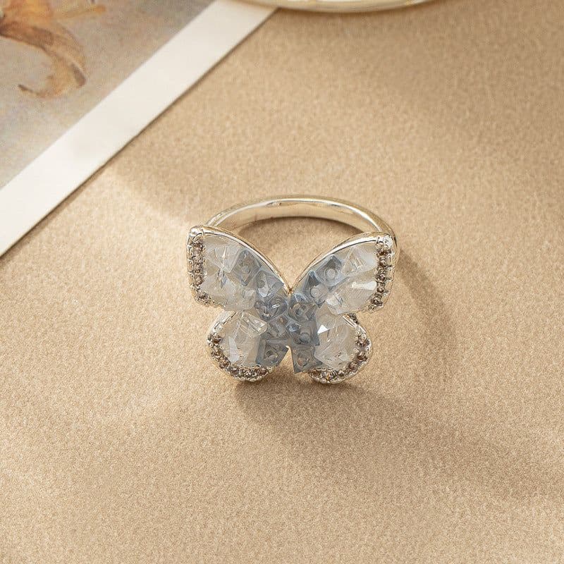 image-Fashion Jewelry Blue Crystal Butterfly Necklace Female Gradient Crystal