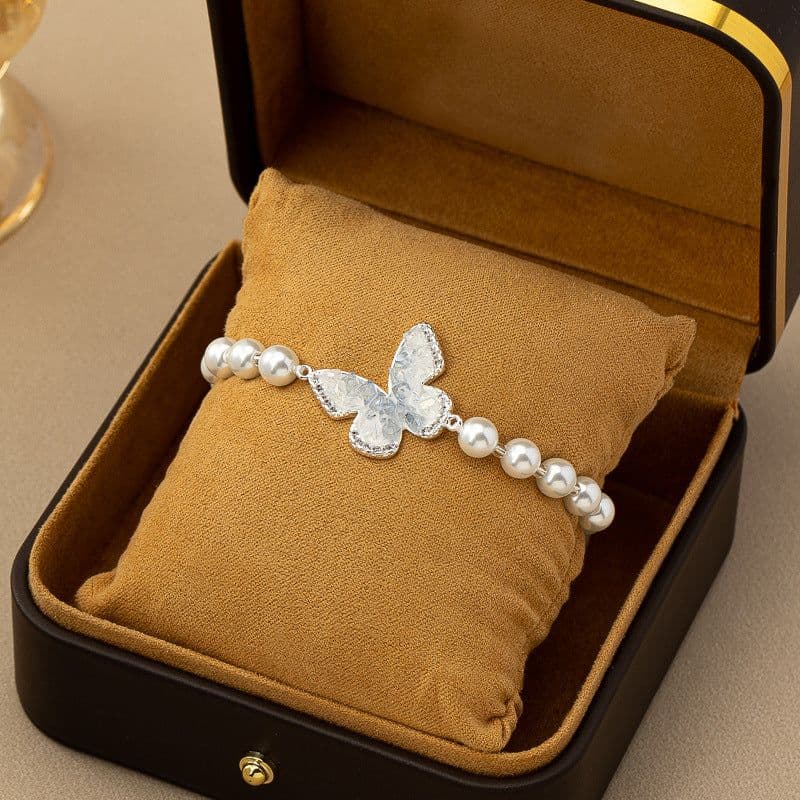 image-Fashion Jewelry Blue Crystal Butterfly Necklace Female Gradient Crystal
