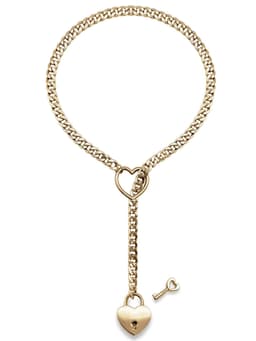 image-Fashion Jewelry 2024 New Slip Chain Necklace Heart O-Ring Rock Cuban Long Necklace Adjustable Heart Shaped Lock Core With Key