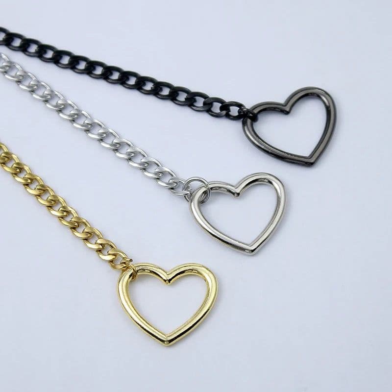 image-Fashion Jewelry 2024 New Slip Chain Necklace Heart O-Ring Rock Cuban Long Necklace Adjustable Heart Shaped Lock Core With Key