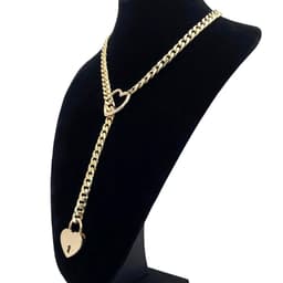 image-Fashion Jewelry 2024 New Slip Chain Necklace Heart O-Ring Rock Cuban Long Necklace Adjustable Heart Shaped Lock Core With Key
