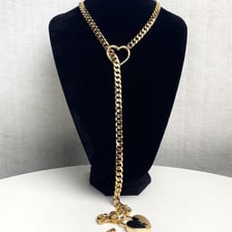 image-Fashion Jewelry 2024 New Slip Chain Necklace Heart O-Ring Rock Cuban Long Necklace Adjustable Heart Shaped Lock Core With Key