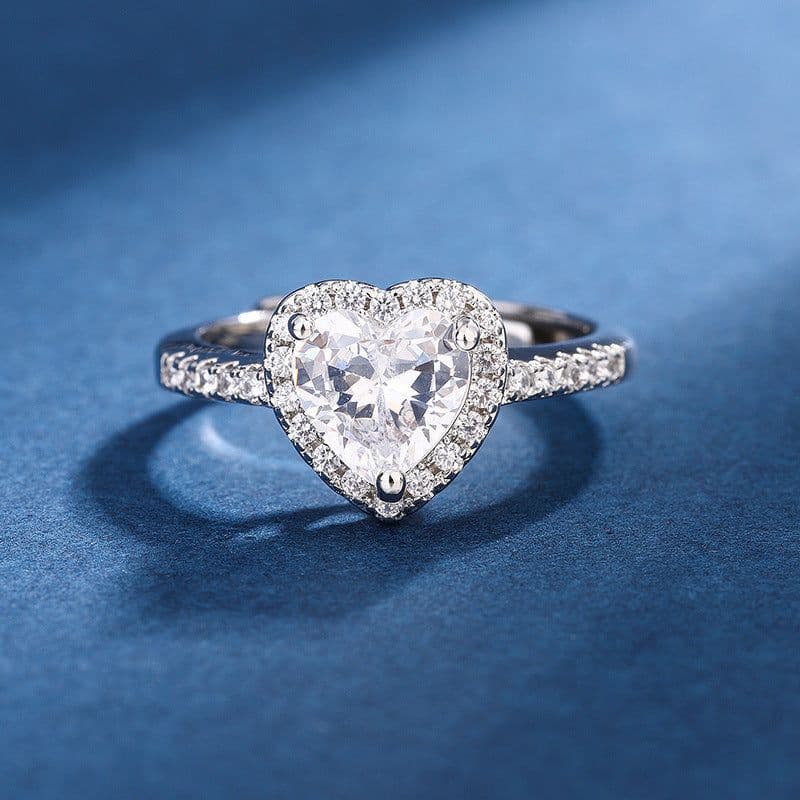 image-Fashion Jewelry Micro-encrusted Zircon Diamond Love Peach Heart Ring Female Luxury High-end Marriage Niche Temperament Hand Jewelry