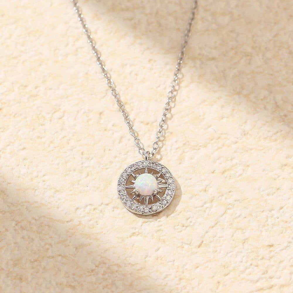 image-Fashion Jewelry Niche Moon And Sun Necklace Silver Opal Celtic Moon Necklace Sun Necklace Asterism Diamond