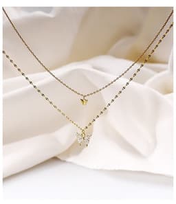 image-Fashion Jewelry Double Butterfly Necklace Gold Plated Butterfly Pendant Engagement Necklaces For Women Animal Jewelry Anniversary Gift