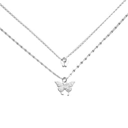 image-Fashion Jewelry Double Butterfly Necklace Gold Plated Butterfly Pendant Engagement Necklaces For Women Animal Jewelry Anniversary Gift