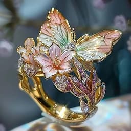 image-Adjustable Elegant Transparent Crystal 3D Shining Diamond Drop Oil Butterfly Flower Ring For Women Aesthetic Gold Plated Cute Animal Insect Fashion Jewelry