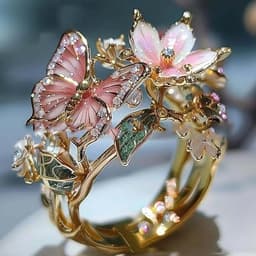 image-Adjustable Elegant Transparent Crystal 3D Shining Diamond Drop Oil Butterfly Flower Ring For Women Aesthetic Gold Plated Cute Animal Insect Fashion Jewelry