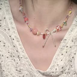 image-Simple Contrast Color Childlike Colorful Beaded Necklace