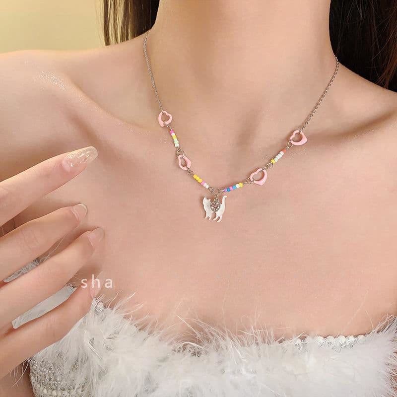 image-Simple Contrast Color Childlike Colorful Beaded Necklace