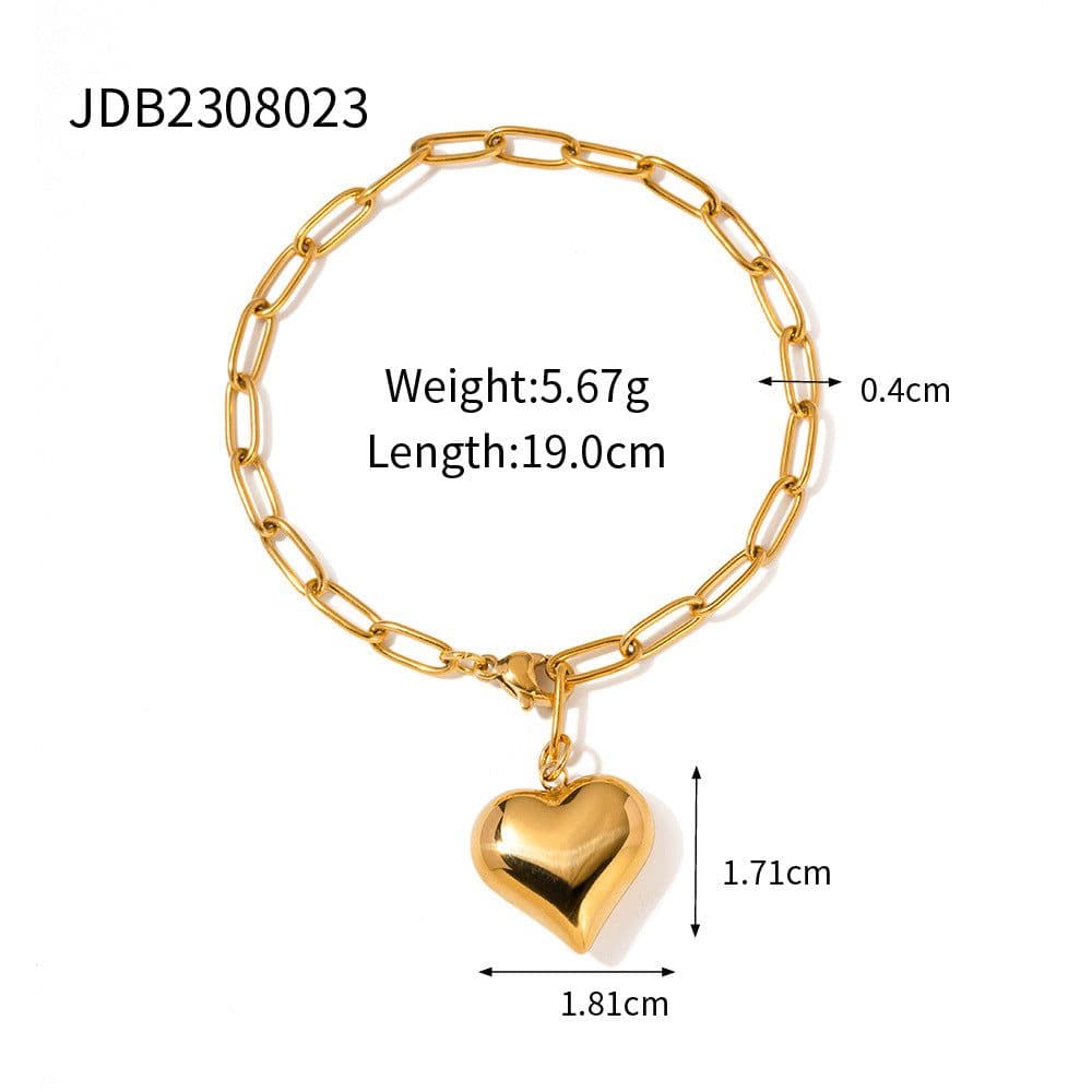 image-Gold Plated Stainless Steel Smooth Love Heart Necklace Series Hypo-Allergenic Tarnish Water Resistant Chunky Women Jewelry