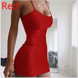 image-Pure Color Simple Hanging Neck Tight-fitting Hip Skirt