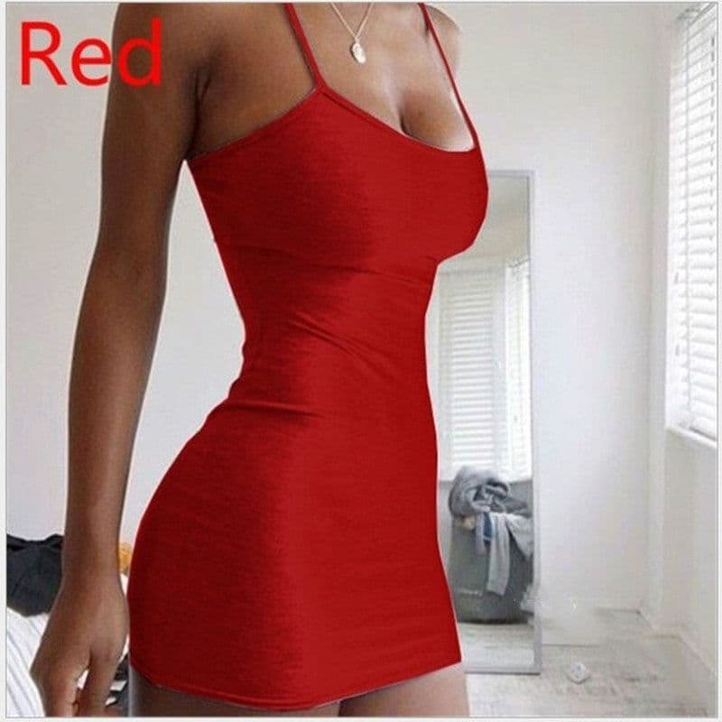 image-Pure Color Simple Hanging Neck Tight-fitting Hip Skirt