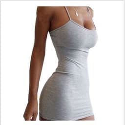 image-Pure Color Simple Hanging Neck Tight-fitting Hip Skirt