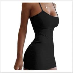 image-Pure Color Simple Hanging Neck Tight-fitting Hip Skirt