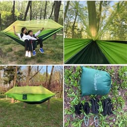 image-Automatic Mosquito Net Anti-Rollover Hammock Parachute Cloth Hammock Nylon Hammock Outdoor Hammock Strap Swing Hanging Chair