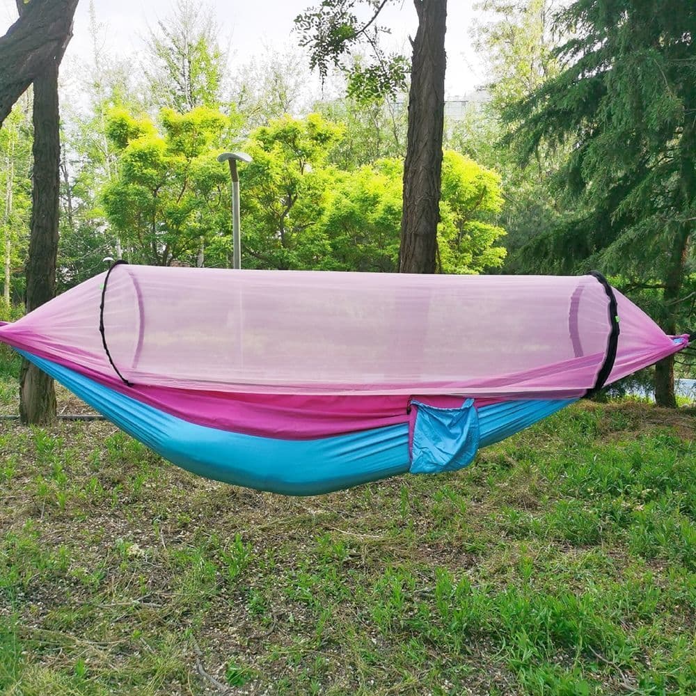 image-Automatic Mosquito Net Anti-Rollover Hammock Parachute Cloth Hammock Nylon Hammock Outdoor Hammock Strap Swing Hanging Chair