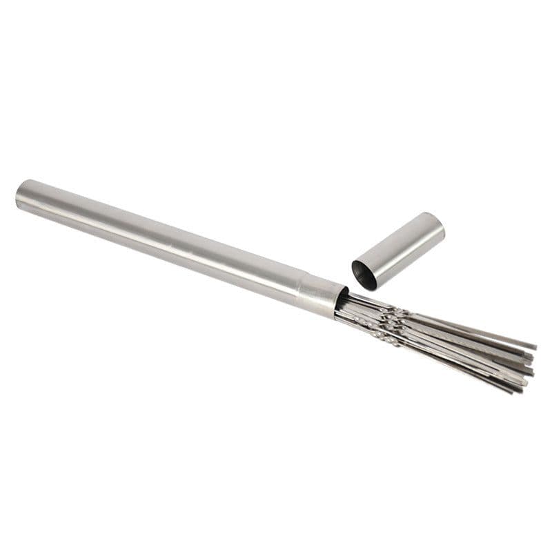 image-Round Drill Stainless Steel Flat Sign With Wooden Handle