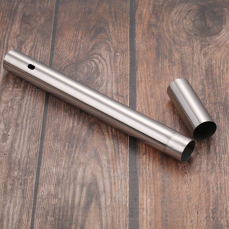 image-Round Drill Stainless Steel Flat Sign With Wooden Handle