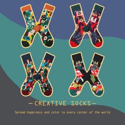 image-New French Head Couple In Tube Jacquard Cartoon Socks