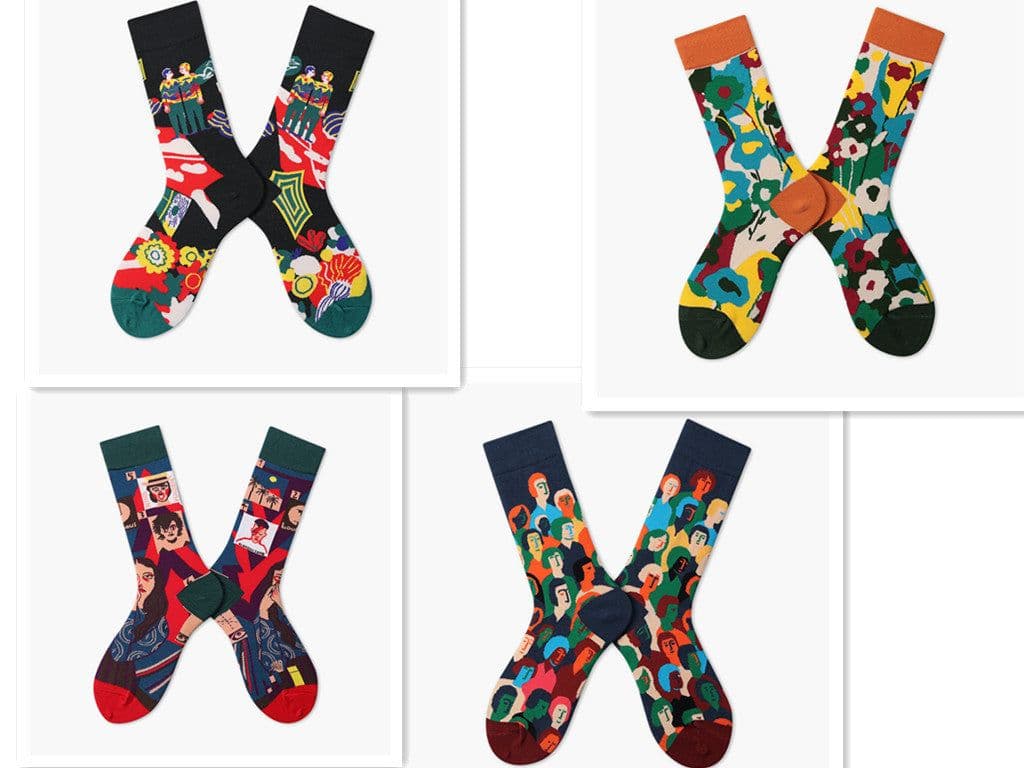 image-New French Head Couple In Tube Jacquard Cartoon Socks