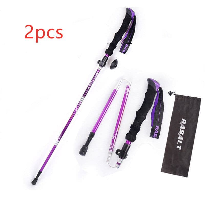 image-Besot Folding Trekking Stick Five-section Aluminum Alloy Outer Lock Trekking Stick