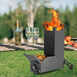 image-Black Titanium Portable Stainless Steel Folding Camping BBQ Wood Stove