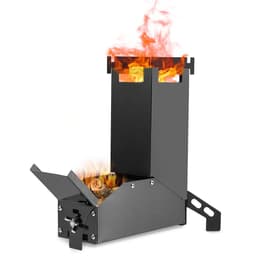 image-Black Titanium Portable Stainless Steel Folding Camping BBQ Wood Stove
