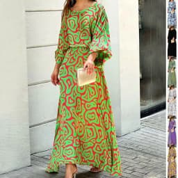 image-2pcs Women's Dress Suits Fashion Loose Printed Long Sleeve Top And High Waist Long Skirt