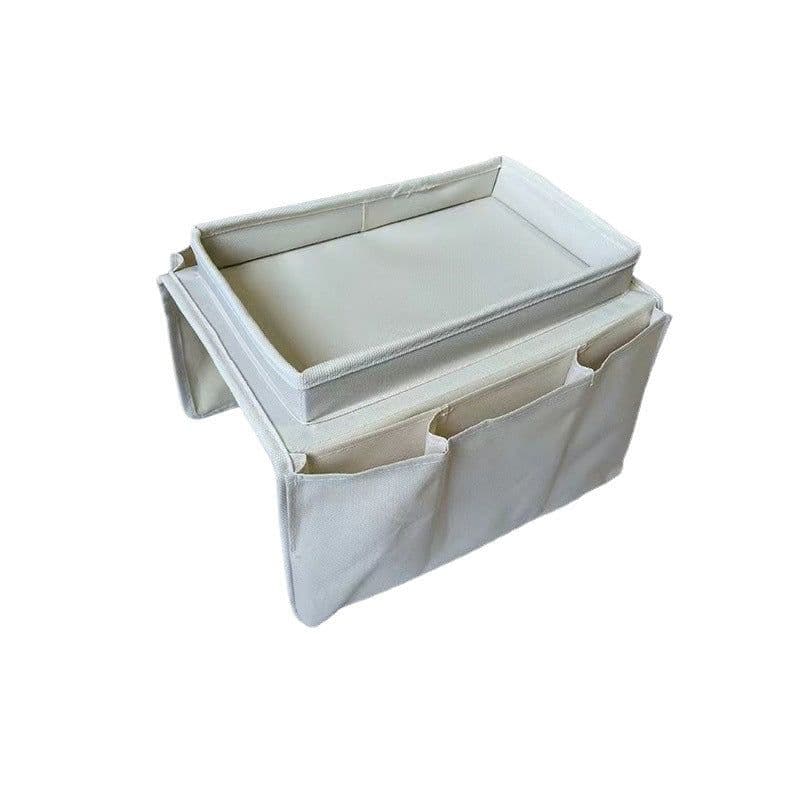 image-Living Room Lazy Sofa Handrail Storage Hanging Bag Foldable Sundries Snack Mobile Phone Water Cup Rack Tray