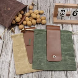 image-Outdoor Wet Wax Canvas Picking Bag Garden Waist Hanging Fruit Bag