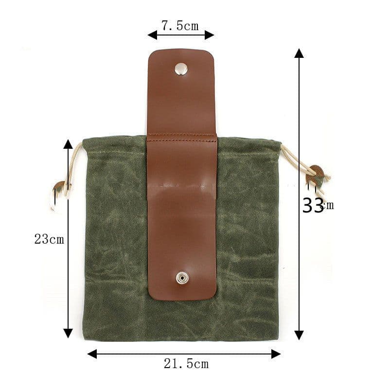 image-Outdoor Wet Wax Canvas Picking Bag Garden Waist Hanging Fruit Bag