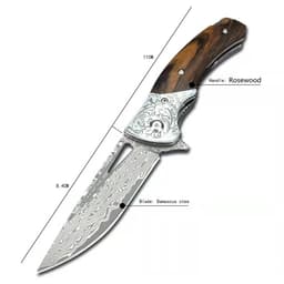 image-Floral Damascus Steel Cowhide Carved Holster Outdoor