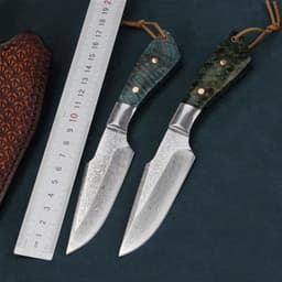 image-Damascus VG10 Steel Core High Hardness Forging Straight Knife