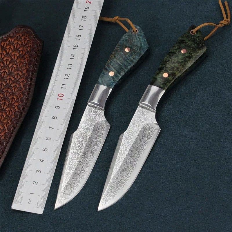 image-Damascus VG10 Steel Core High Hardness Forging Straight Knife