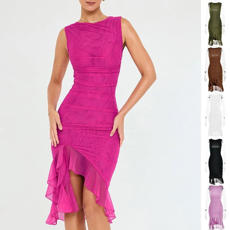 image-Summer Slim Skinny Sleeveless Dress For Women Fashion Party Club Dresses
