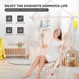image-Folding Reinforced Iron Pipe Outdoor Hammock Anti-rollover Bedroom Swing Hanging Chair