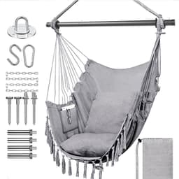 image-Folding Reinforced Iron Pipe Outdoor Hammock Anti-rollover Bedroom Swing Hanging Chair