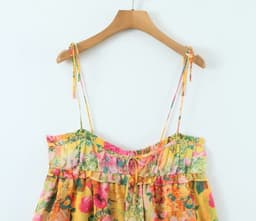 image-Y2K Flowers Print Suspender Dress Summer Fashion Ruffled Holiday Beach Short Dresses Womens Clothing