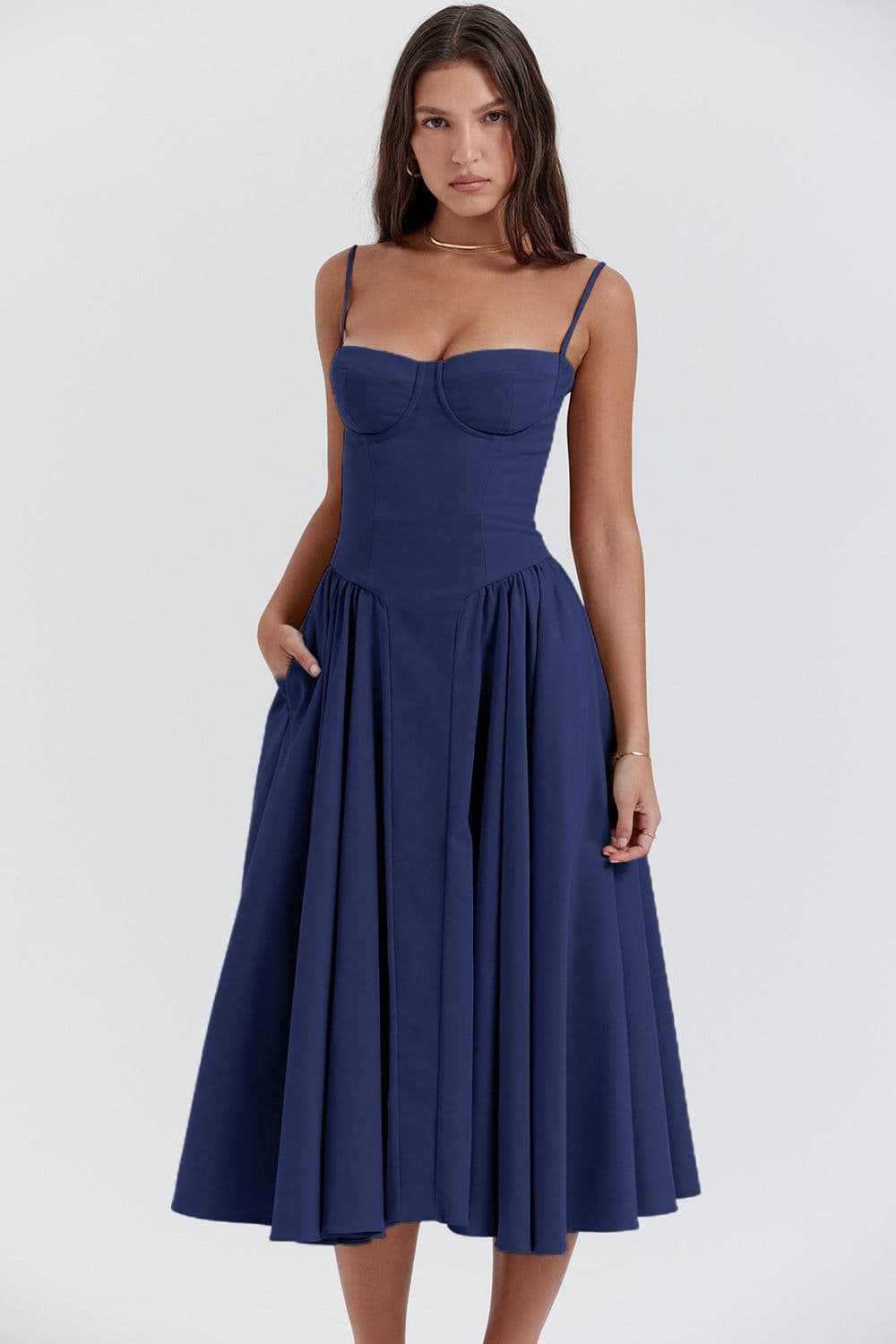 image-Suspender Dress Summer Elegant Low-cut Slim Backless Sling Dress For Women Clothing Party Evening