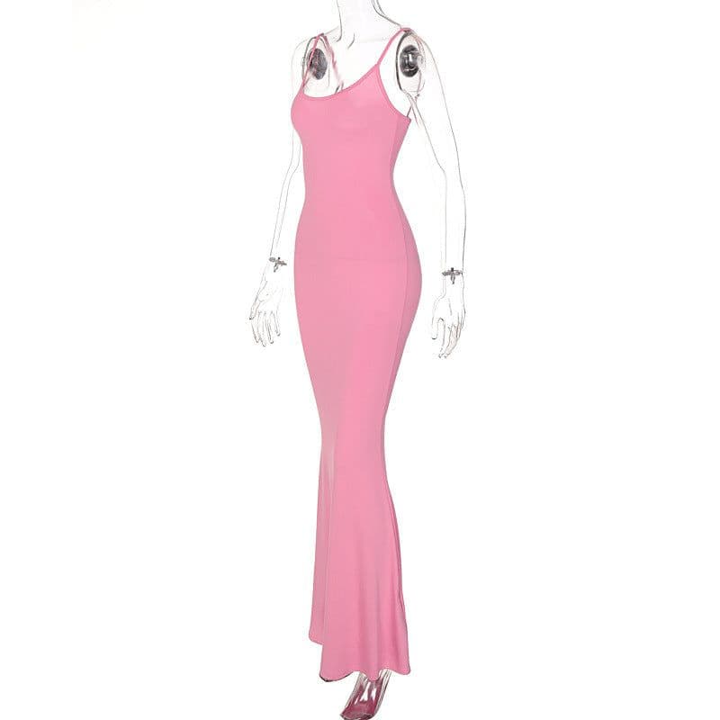 image-Spaghetti Strap Long Dress Women Sexy Slim Skinny Bodycon Party Club Suspender Casual Street Dresses