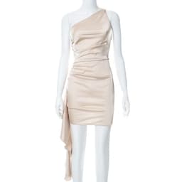 image-One-shoulder Sleeveless Mini Dress Sexy Slim Backless Skirt Party Wedding Dresses Womens Clothing
