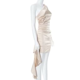 image-One-shoulder Sleeveless Mini Dress Sexy Slim Backless Skirt Party Wedding Dresses Womens Clothing